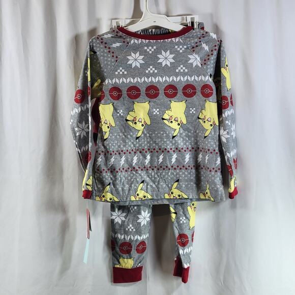 Pokémon Pikachu Three Piece Pajama Set w Socks, Youth Size M (8), Gray, NWT - Picture 2 of 10